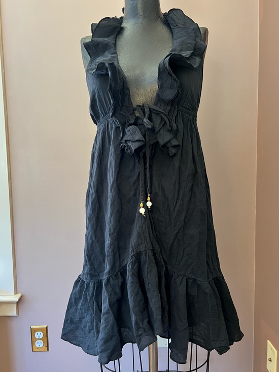 Ralph Lauren Dresses & Skirts - 2010’s Ralph Lauren Black Ruffle Beaded Halter Beachy Sundress Dress S Cotton